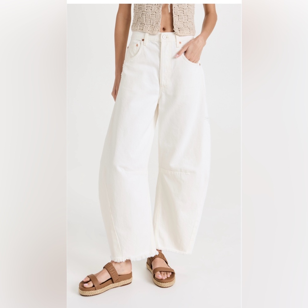Citizens Of Humanity White Wide-Leg Crop Jeans